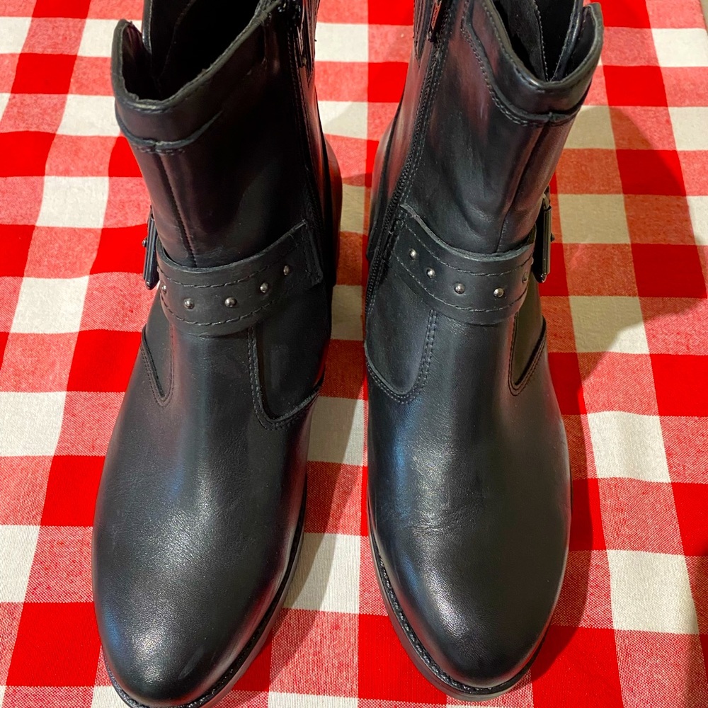 Combat boots woman leather black, 9 Earth brand